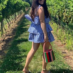 STAUD Bissett Striped Bucket Bag